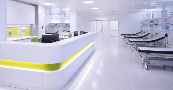 Healthcare Medical Ward Using Armtrong METAL Clip-In Solutions From Knauf Ceiling Solutions